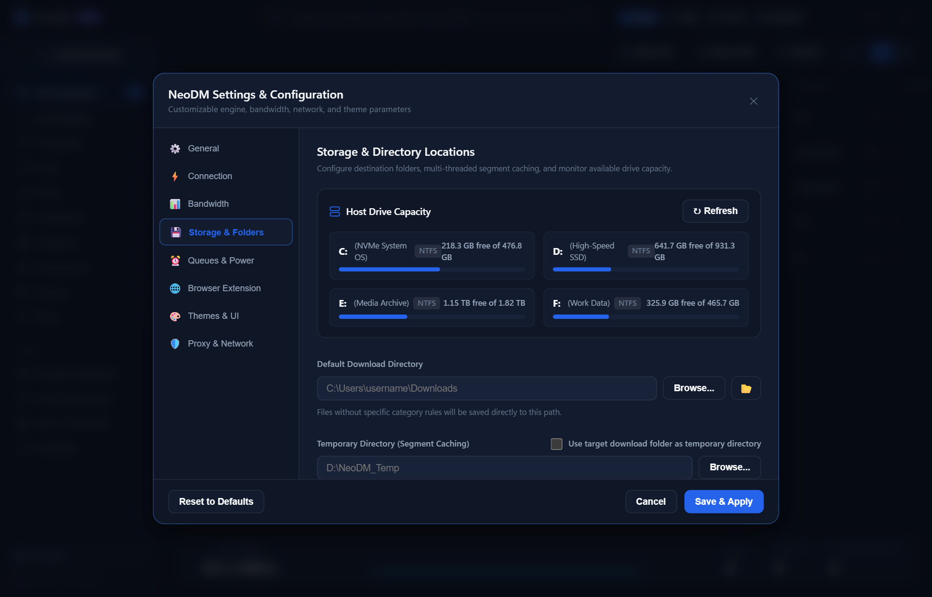 Win32 Host Storage Capacity Meters and volume scratch guard across C to I drives